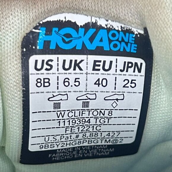 Hoka Clifton 8 Athletic Running Shoes Womens 8 Blue White Yellow Low Top - Picture 9 of 11